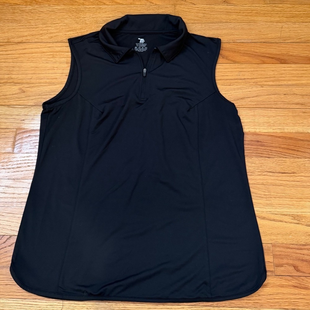 Tantrum Womens Sleeveless Golf Polo Shirt Black Quarter Zip Athletic Top Size M